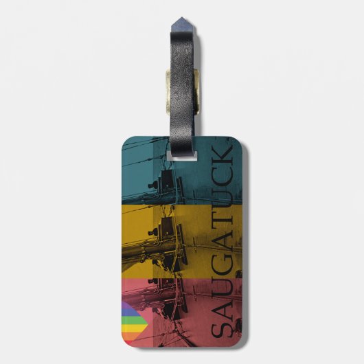 Saugatuck Michigan Sailing Rainbow Vintag Gepäckanhänger (Rückseite vertikal)