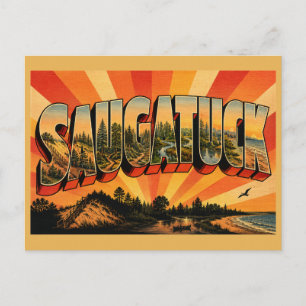 Saugatuck Michigan Seendünen-Fluss-Wald Kunst Postkarte