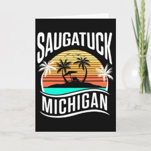 Saugatuck Michigan USA Vintage Sonnenuntergang Url Karte