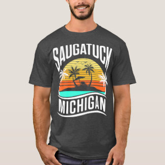 Saugatuck Michigan Vintag Sunset Vacation T-Shirt