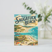 Saugatuck Strand Michigan Postkarte (Stehend Vorderseite)