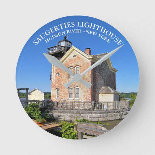 Saugerties Lighthouse, New York Clock Runde Wanduhr (Vorderseite)
