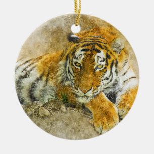 Säugetier-Leinwand-Art-Natur-Tier große Katze des Keramik Ornament