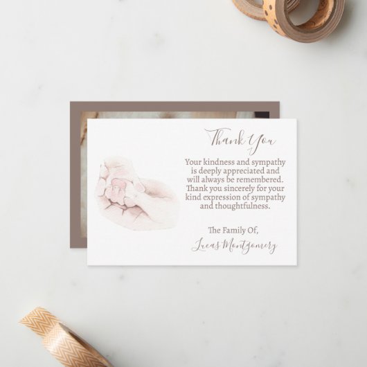 Säugling Baby Beerdigung Foto Danke, Beileid Mitteilungskarte (Vorderseite/Rückseite Beispiel)