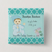 Säugling Baby Boy in Blue mit Blume Button (Vorderseite)