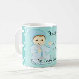 Säugling Baby Boy in Blue mit Blume Kaffeetasse