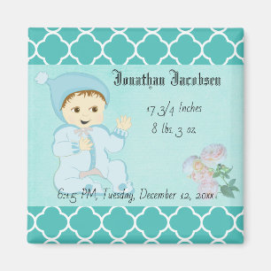 Säugling Baby Boy in Blue mit Blume Magnet