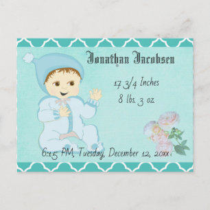 Säugling Baby Boy in Blue mit Blume Postkarte