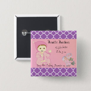 Säugling Baby Girl in Rosa mit Blume Button
