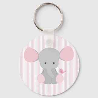 Säugling Baby Girl Pink Elefant mit Streifen Schlüsselanhänger