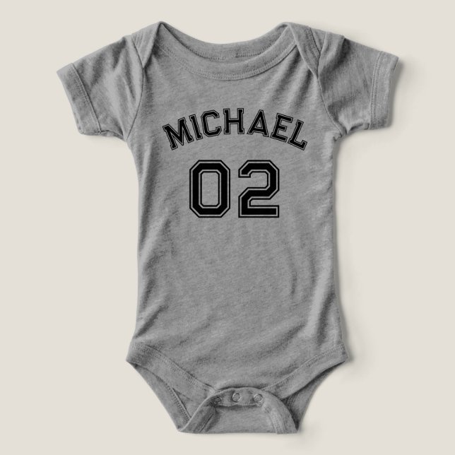 Säugling Boy Girl Name Jersey Nummer Grau Sport (Design Vorderseite)