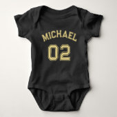 Säugling Boy Girl Name Jersey Nummer Sportwolle Baby Strampler (Vorderseite)
