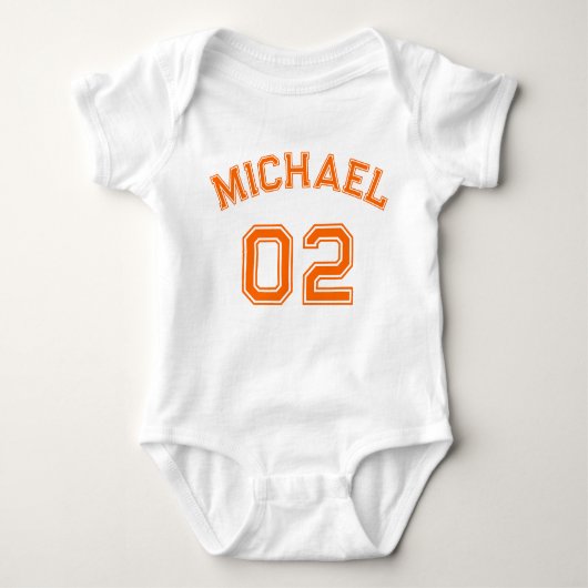 Säugling Boy Girl Orange Name Jersey Nummer Sport Baby Strampler (Vorderseite)
