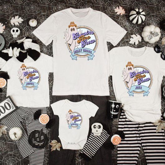Säugling Cousin Crew Retro Ghost Halloween Matchin Baby Strampler