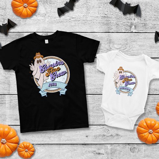 Säugling Cousin Crew Retro Ghost Halloween Matchin Baby Strampler