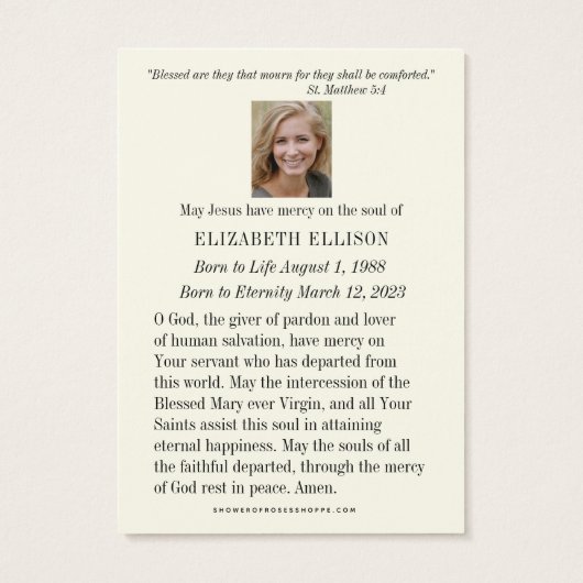 Säugling der Prager Beerdigungskarte (Rückseite)