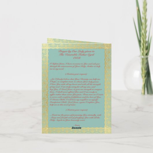 Säugling der Prager Gebetskarte Dankeskarte (Rückseite)