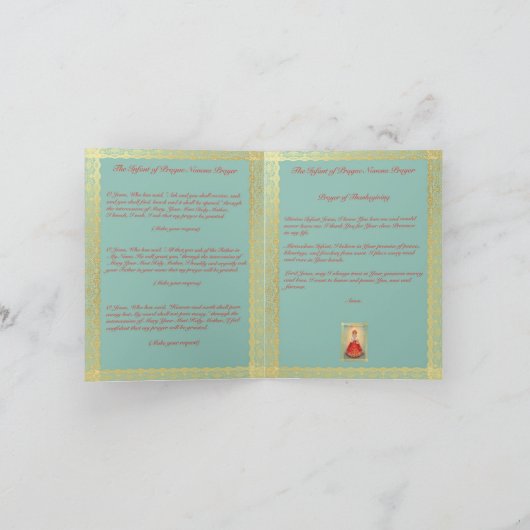 Säugling der Prager Gebetskarte Dankeskarte (Innenseite)