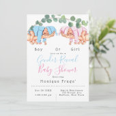 Säugling Girl Boy Mommy's Arm Gender Reveal Einlad Einladung (Stehend Vorderseite)