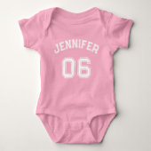 Säugling Girl Name Jersey Nummer Pink Sports Cotto Baby Strampler (Vorderseite)
