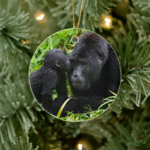Säugling Gorilla Kisses Silverback Gorilla Keramik Ornament