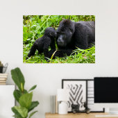 Säugling Gorilla Kisses Silverback Gorilla Poster (Heimbüro)