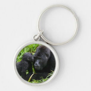 Säugling Gorilla Kisses Silverback Gorilla Schlüsselanhänger