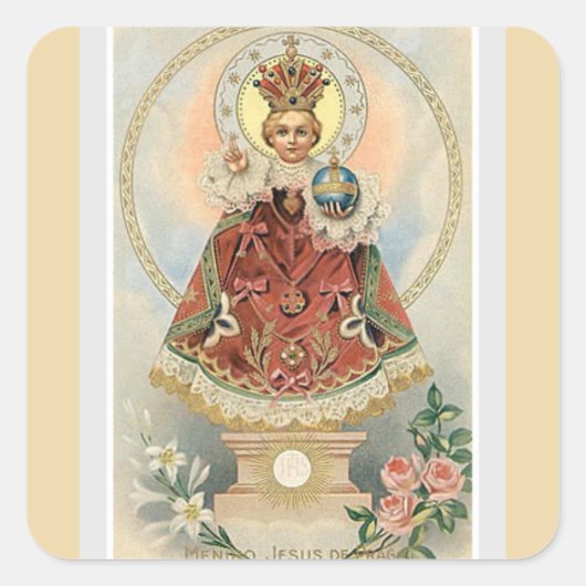 Säugling Jesus von Prag Quadratischer Aufkleber (Vorderseite)