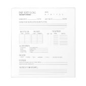 Säugling-Protokoll, Säugling-Tracker, Säugling-Nag Notizblock (Vorderseite)