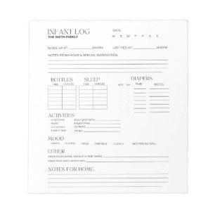 Säugling-Protokoll, Säugling-Tracker, Säugling-Nag Notizblock