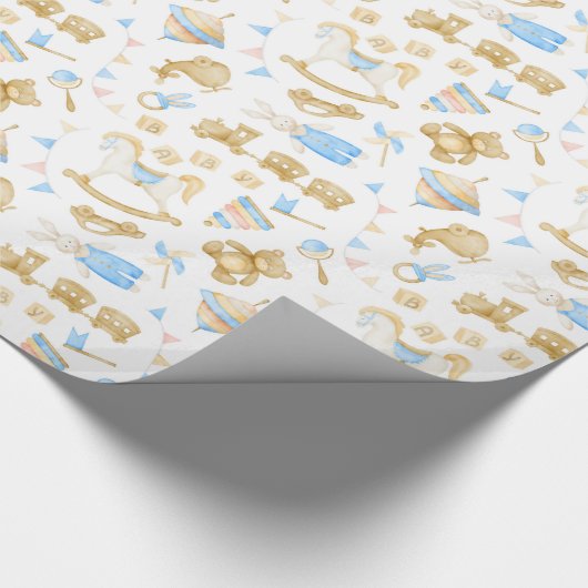 Säugling-Spielzeugzug Aquarell Kaninchen Baby Geschenkpapier (Ecke)