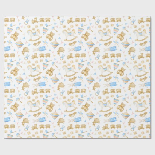 Säugling-Spielzeugzug Aquarell Kaninchen Baby Geschenkpapier (Flach)