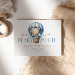 Säugling Teddy Bear Blue Heißluftballon Dankeskarte