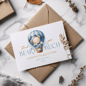 Säugling Teddy Bear Blue Heißluftballon Dankeskarte