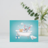Säugling Tom und Jerry machen einen Bath Einladungspostkarte (Stehend Vorderseite)