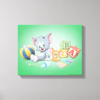 Säugling Tom und Jerry spielen mit Spielzeug Leinwanddruck