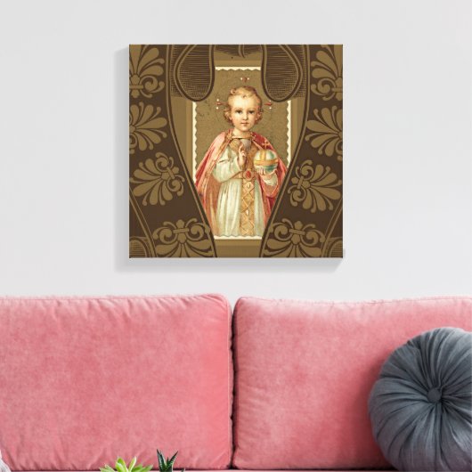 Säugling von Prag Jesus Segen Welt halten Leinwanddruck (Insitu (Wohnzimmer))