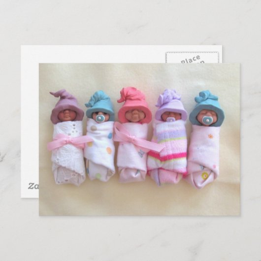 Säuglinge, Elfshäuser, schlafend, satt, Niedlich Postkarte (Vorne/Hinten)