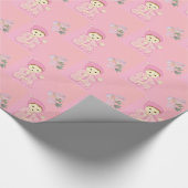 Säuglings-Baby-Mädchen im Rosa mit Blumen Geschenkpapier (Ecke)
