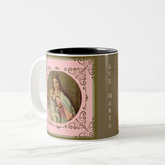 SÄUGLINGS-JESUS-THRONSCEPTER AVE MARIA ZWEIFARBIGE TASSE (Vorderseite Links)