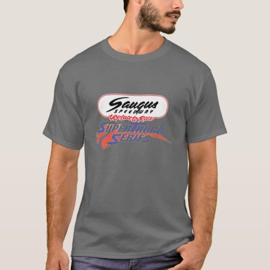 Saugus Speedway Supertruck Serie dunkler T - Shirt (Vorderseite)