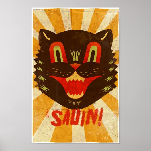 Sauin! Halloween Black Cat Poster (Vorne)