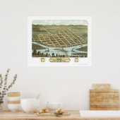 Sauk City, WI Panorama Karte - 1870 Poster (Küche)