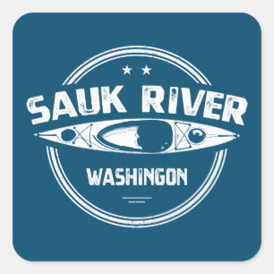 Sauk River Washington Kayaking Quadratischer Aufkleber