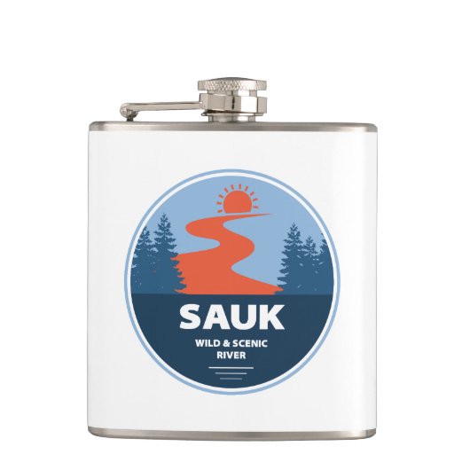 Sauk Wild und der Landschaftliche Fluss Washington Flachmann (Vorderseite)