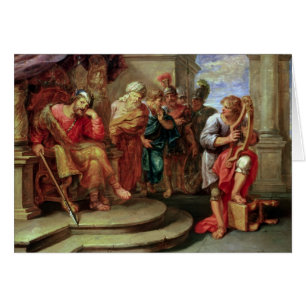 Saul, der auf David spielt die Harfe hört