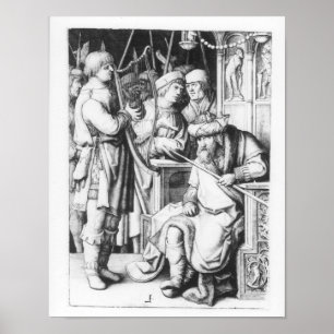 Saul, der zu David-Spiel die Harfe hört Poster