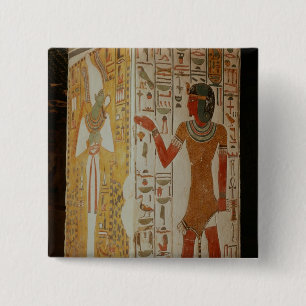 Säule, die Osiris und ein Priestertragen darstell Button
