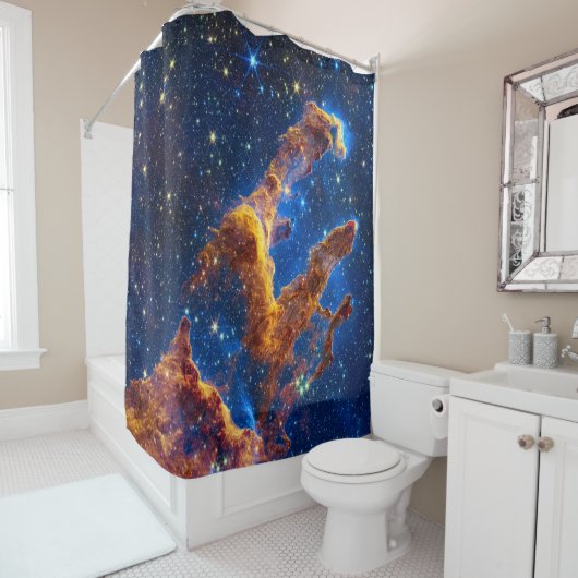 Säulen der Schöpfung - James Webb NIRCam Astronomi Duschvorhang (Beispiel)