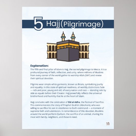 Säulen des Islam - Haddsch (Wallfahrt) Blau Poster (Vorne)